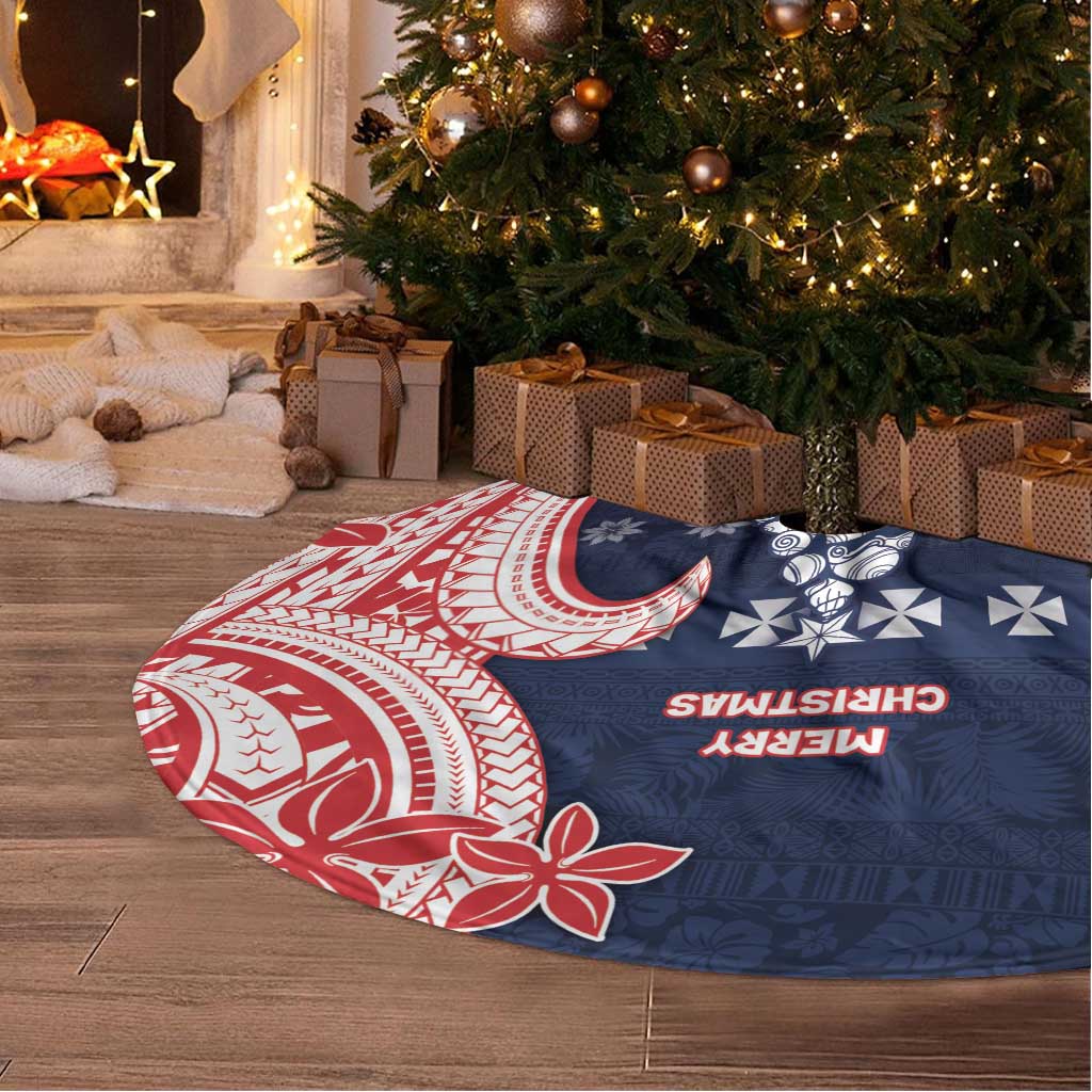 Wallis And Futuna Christmas Tree Skirt Seashell Xmas Tree Tribal Waves DT05 - Polynesian Pride