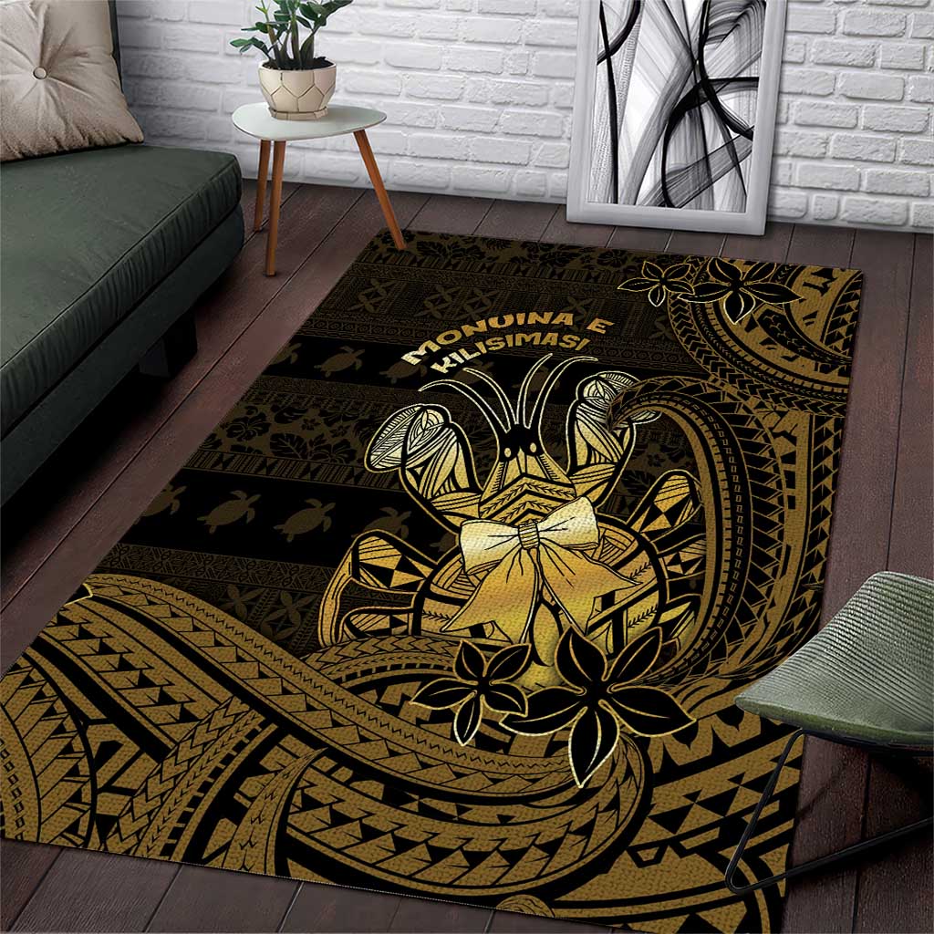 Niue Christmas Area Rug Niuean Crab Xmas Tribal Waves DT05 Gold - Polynesian Pride