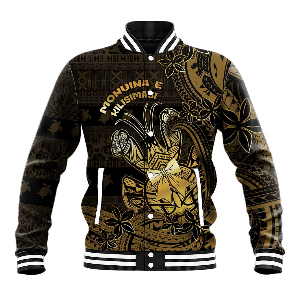 Niue Christmas Baseball Jacket Niuean Crab Xmas Tribal Waves DT05 Unisex Gold - Polynesian Pride