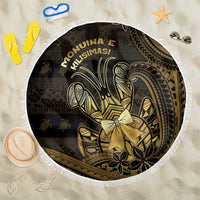 Niue Christmas Beach Blanket Niuean Crab Xmas Tribal Waves DT05 One Size 150cm Gold - Polynesian Pride