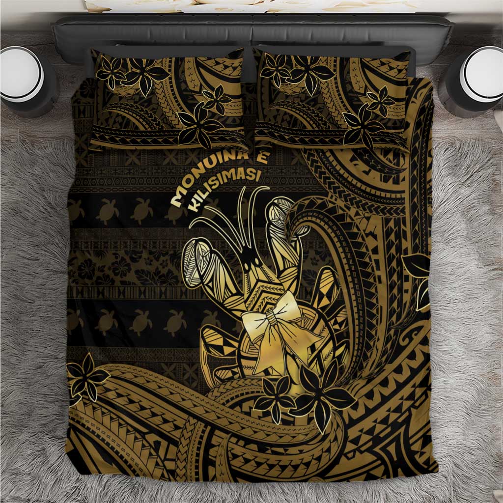 Niue Christmas Bedding Set Niuean Crab Xmas Tribal Waves DT05 Gold - Polynesian Pride
