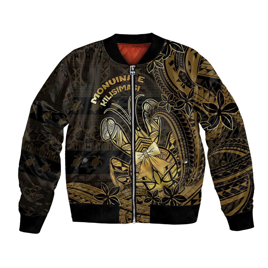 Niue Christmas Bomber Jacket Niuean Crab Xmas Tribal Waves DT05 Unisex Gold - Polynesian Pride