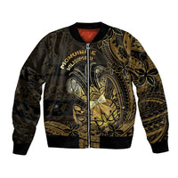 Niue Christmas Bomber Jacket Niuean Crab Xmas Tribal Waves DT05 Unisex Gold - Polynesian Pride