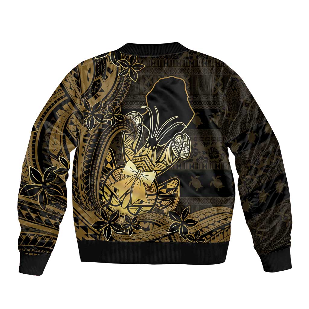 Niue Christmas Bomber Jacket Niuean Crab Xmas Tribal Waves DT05 - Polynesian Pride