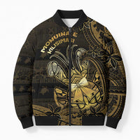 Niue Christmas Bomber Puffer Jacket Niuean Crab Xmas Tribal Waves DT05 Unisex Gold - Polynesian Pride