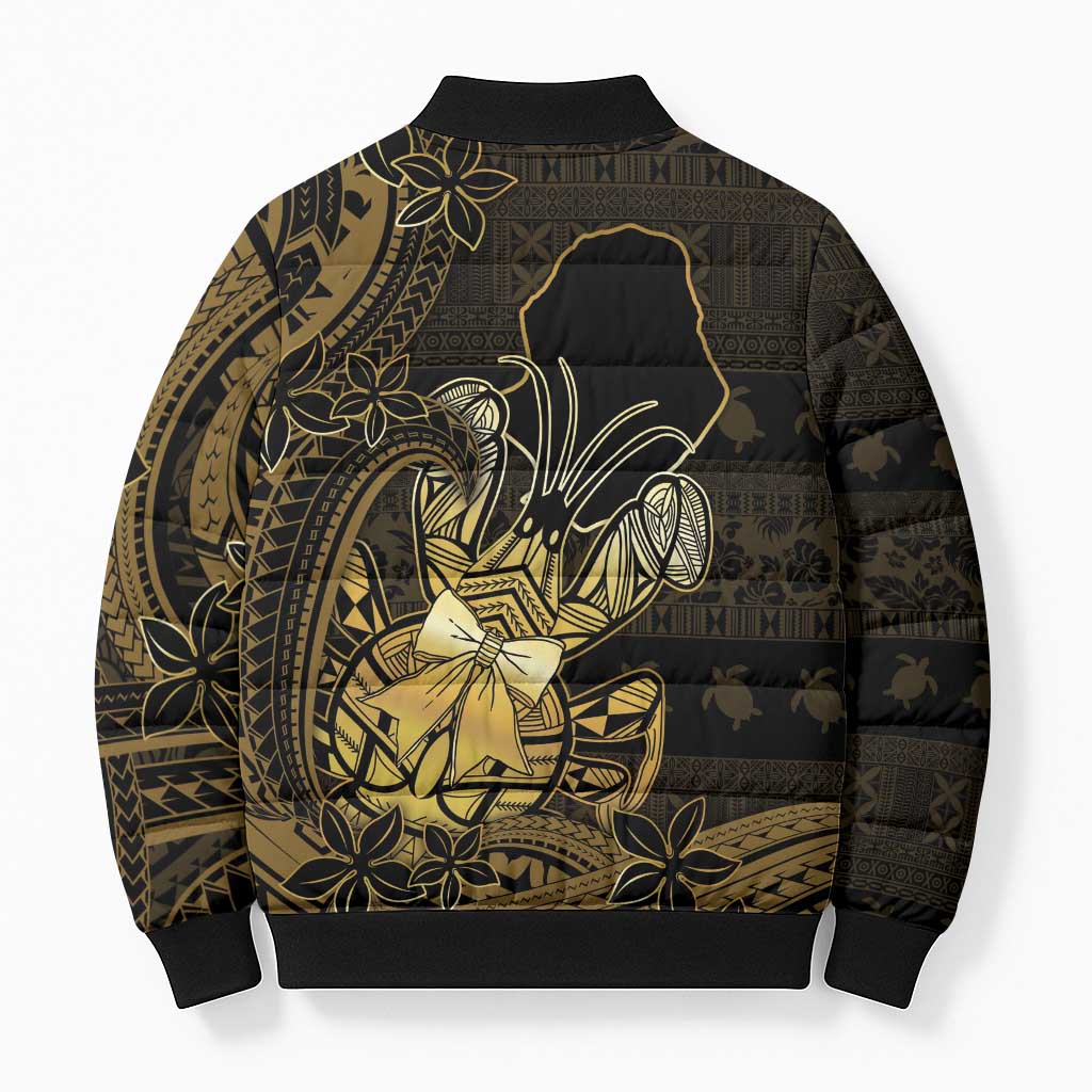 Niue Christmas Bomber Puffer Jacket Niuean Crab Xmas Tribal Waves DT05 - Polynesian Pride