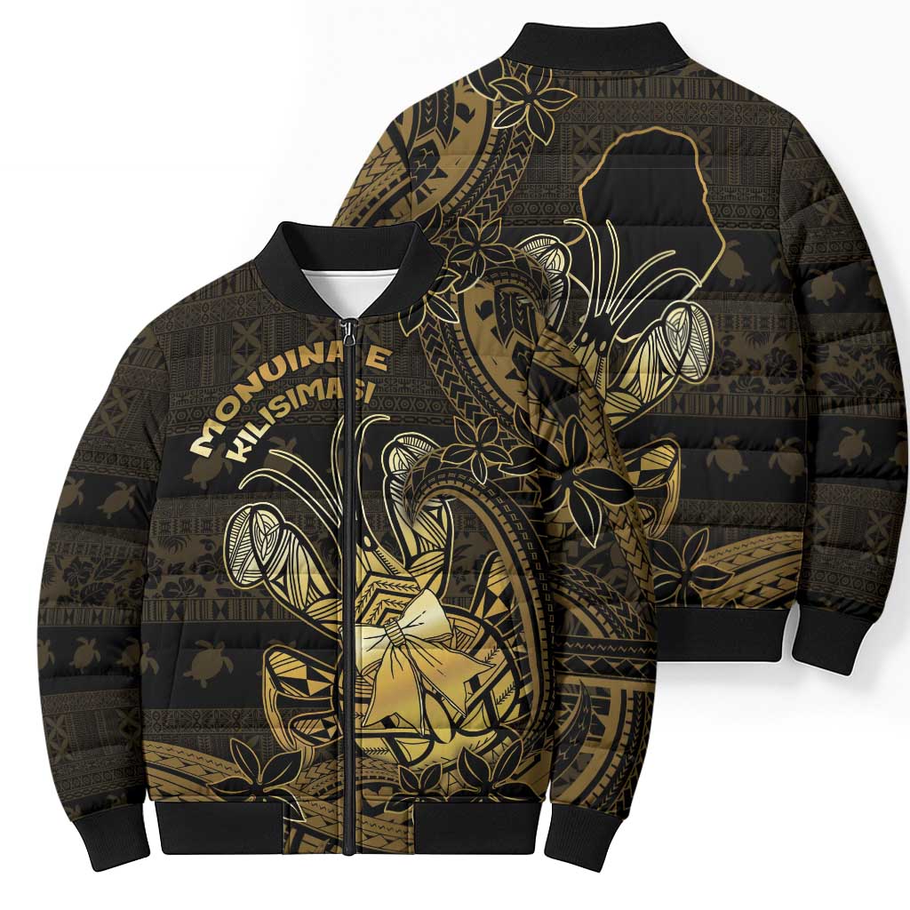 Niue Christmas Bomber Puffer Jacket Niuean Crab Xmas Tribal Waves DT05 - Polynesian Pride