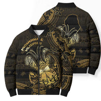 Niue Christmas Bomber Puffer Jacket Niuean Crab Xmas Tribal Waves DT05 - Polynesian Pride