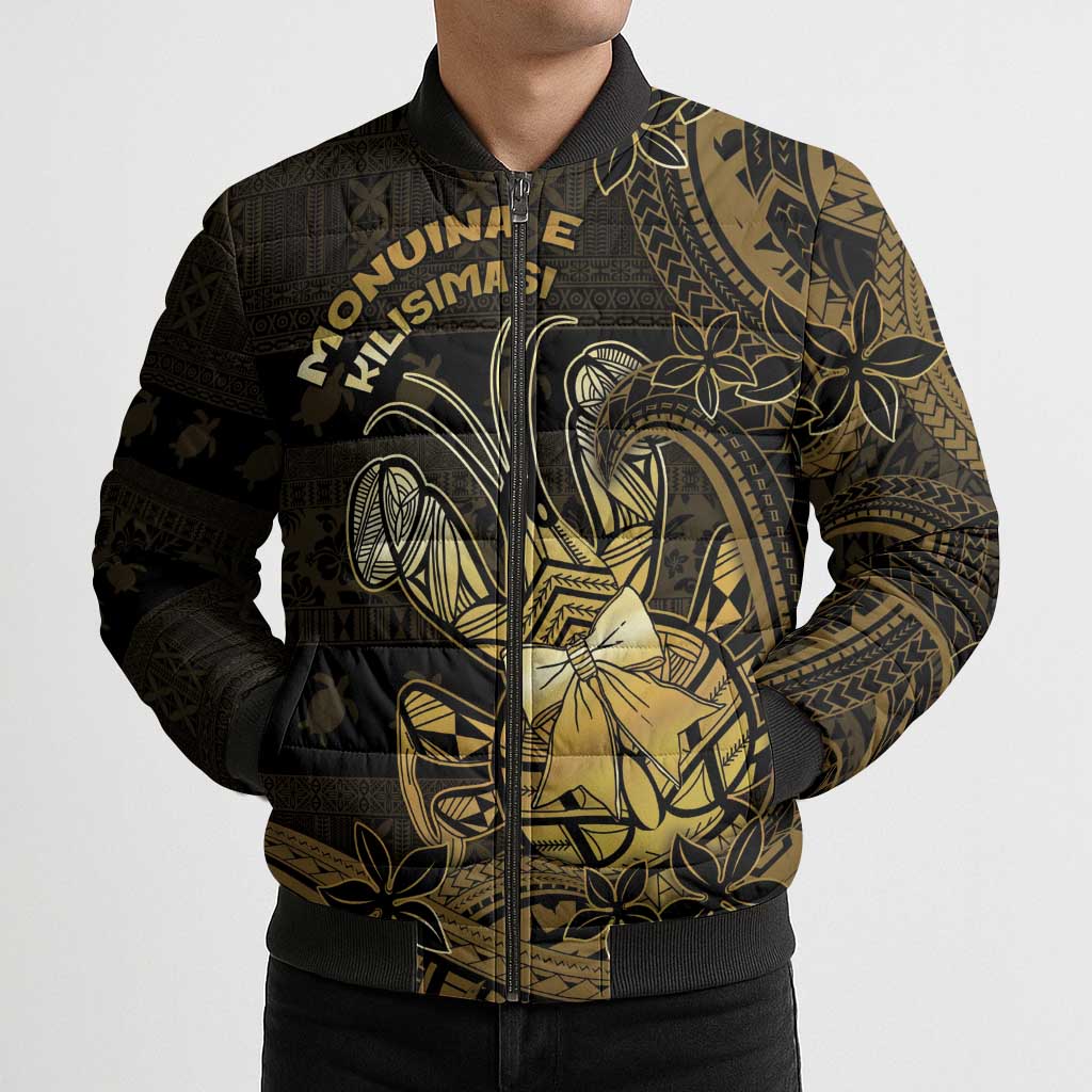 Niue Christmas Bomber Puffer Jacket Niuean Crab Xmas Tribal Waves DT05 - Polynesian Pride