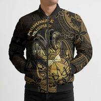 Niue Christmas Bomber Puffer Jacket Niuean Crab Xmas Tribal Waves DT05 - Polynesian Pride