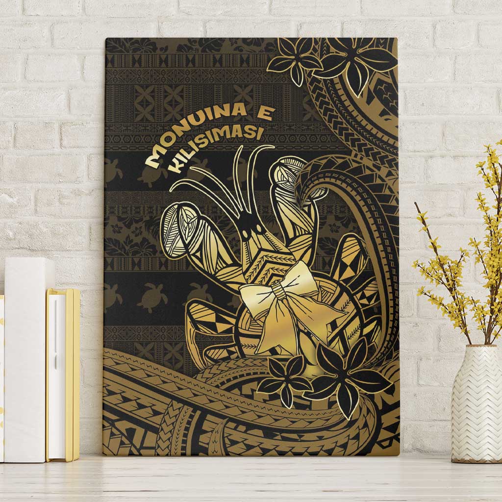 Niue Christmas Canvas Wall Art Niuean Crab Xmas Tribal Waves DT05 Without Frame Gold - Polynesian Pride
