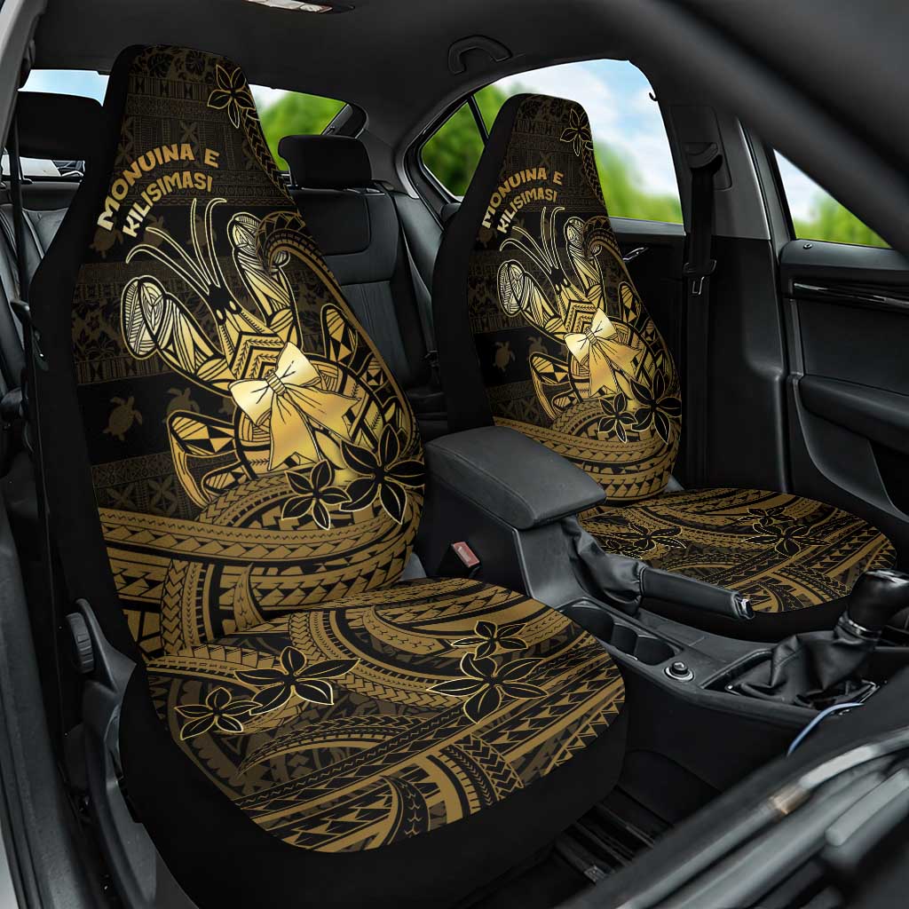 Niue Christmas Car Seat Cover Niuean Crab Xmas Tribal Waves DT05 One Size Gold - Polynesian Pride