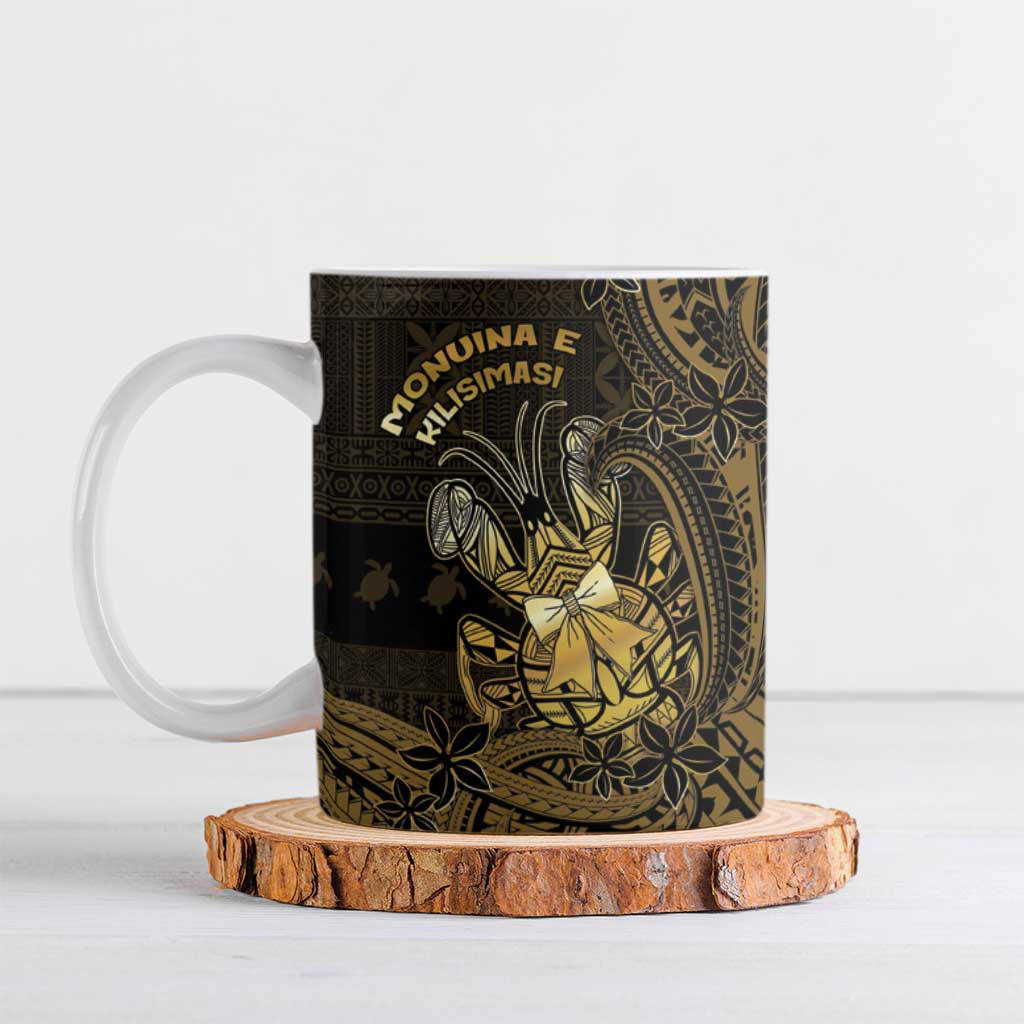 Niue Christmas Ceramic Mug Niuean Crab Xmas Tribal Waves DT05 Gold - Polynesian Pride