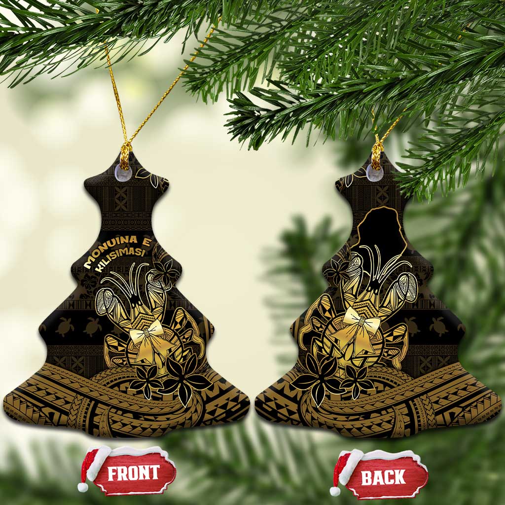 Niue Christmas Ceramic Ornament Niuean Crab Xmas Tribal Waves DT05 Christmas Tree Gold - Polynesian Pride