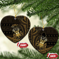 Niue Christmas Ceramic Ornament Niuean Crab Xmas Tribal Waves DT05 Heart Gold - Polynesian Pride