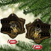 Niue Christmas Ceramic Ornament Niuean Crab Xmas Tribal Waves DT05 Snow Flake Gold - Polynesian Pride
