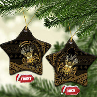 Niue Christmas Ceramic Ornament Niuean Crab Xmas Tribal Waves DT05 Star Gold - Polynesian Pride