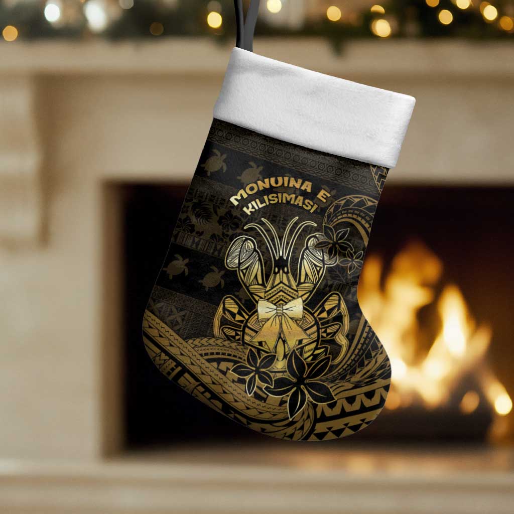 Niue Christmas Stocking Niuean Crab Xmas Tribal Waves DT05 Set of 2 Gold - Polynesian Pride