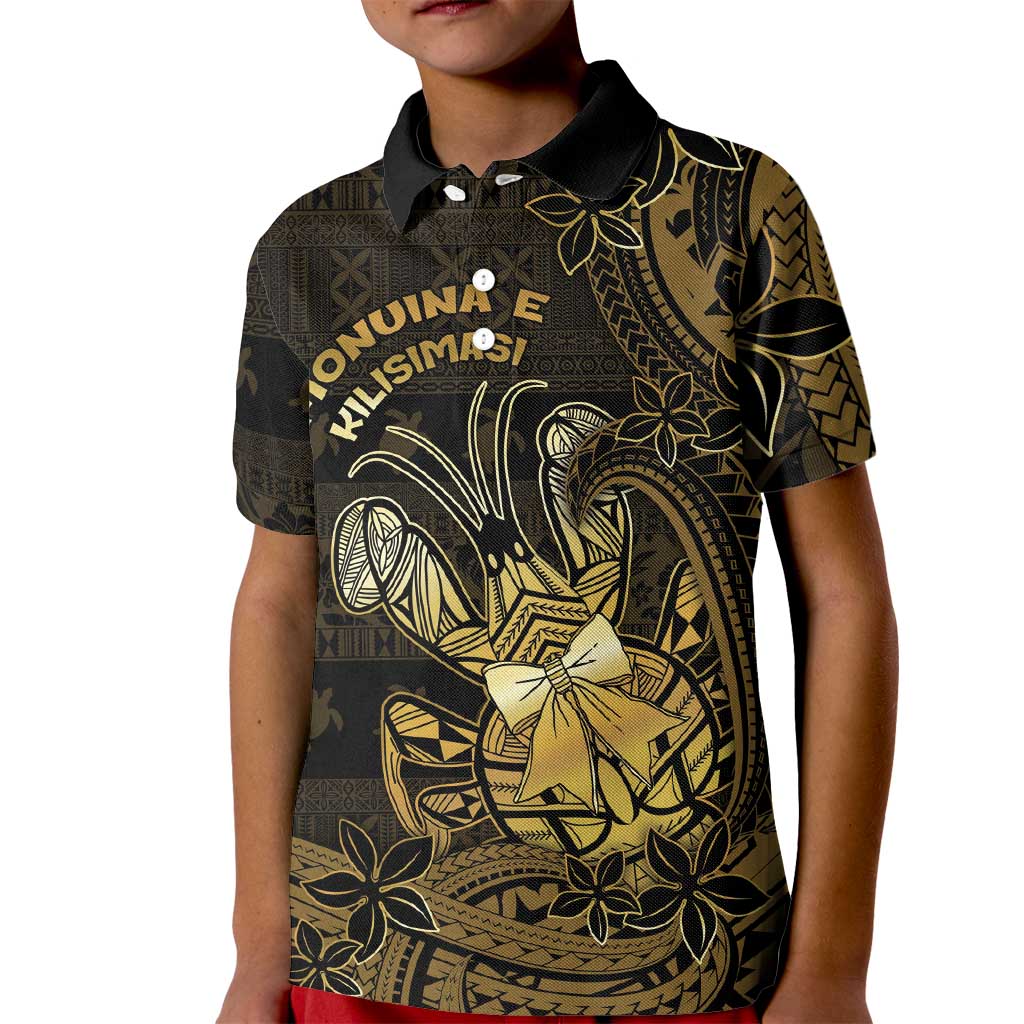 Niue Christmas Kid Polo Shirt Niuean Crab Xmas Tribal Waves DT05 Kid Gold - Polynesian Pride