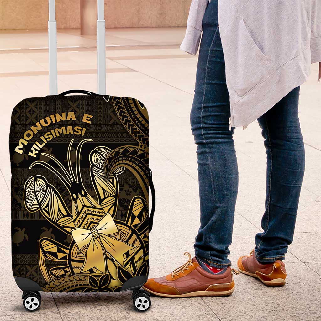 Niue Christmas Luggage Cover Niuean Crab Xmas Tribal Waves DT05 Gold - Polynesian Pride