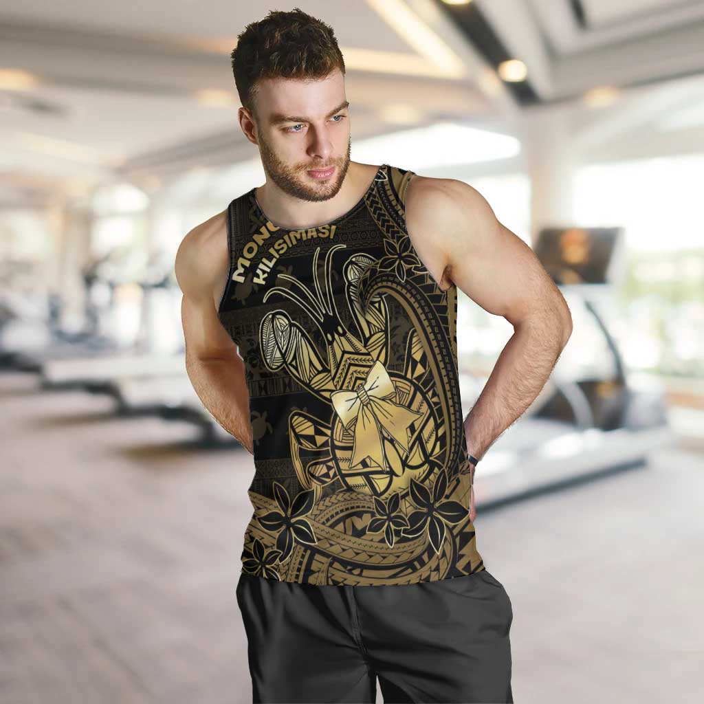 Niue Christmas Men Tank Top Niuean Crab Xmas Tribal Waves DT05 Gold - Polynesian Pride