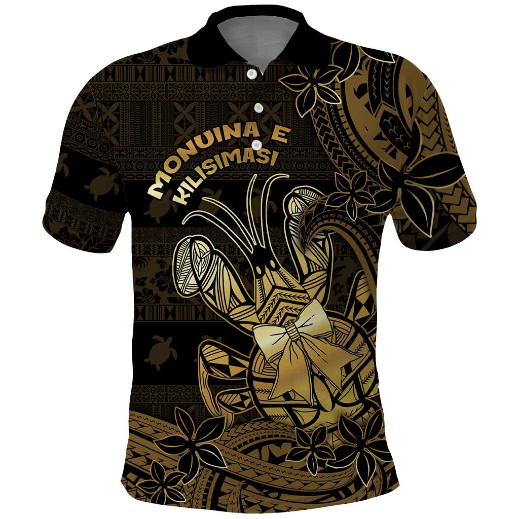 Niue Christmas Polo Shirt Niuean Crab Xmas Tribal Waves DT05 Gold - Polynesian Pride