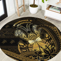 Niue Christmas Round Carpet Niuean Crab Xmas Tribal Waves DT05 Gold - Polynesian Pride