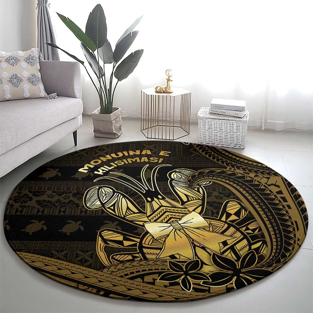 Niue Christmas Round Carpet Niuean Crab Xmas Tribal Waves DT05 - Polynesian Pride