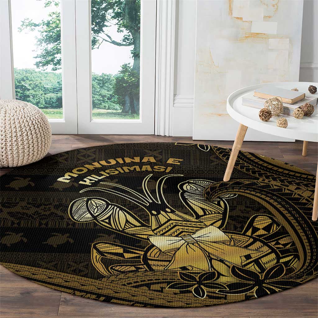 Niue Christmas Round Carpet Niuean Crab Xmas Tribal Waves DT05 - Polynesian Pride