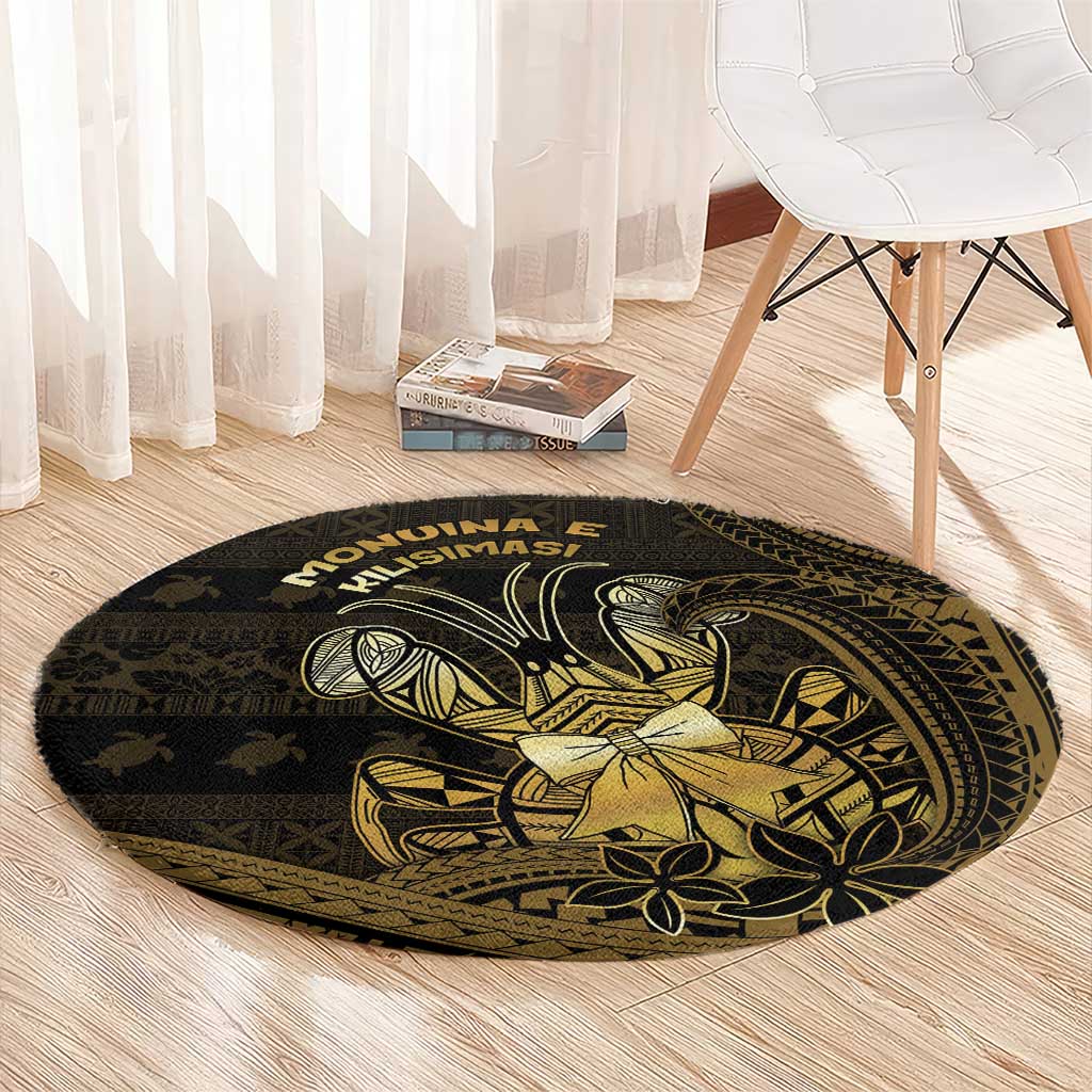 Niue Christmas Round Carpet Niuean Crab Xmas Tribal Waves DT05 - Polynesian Pride