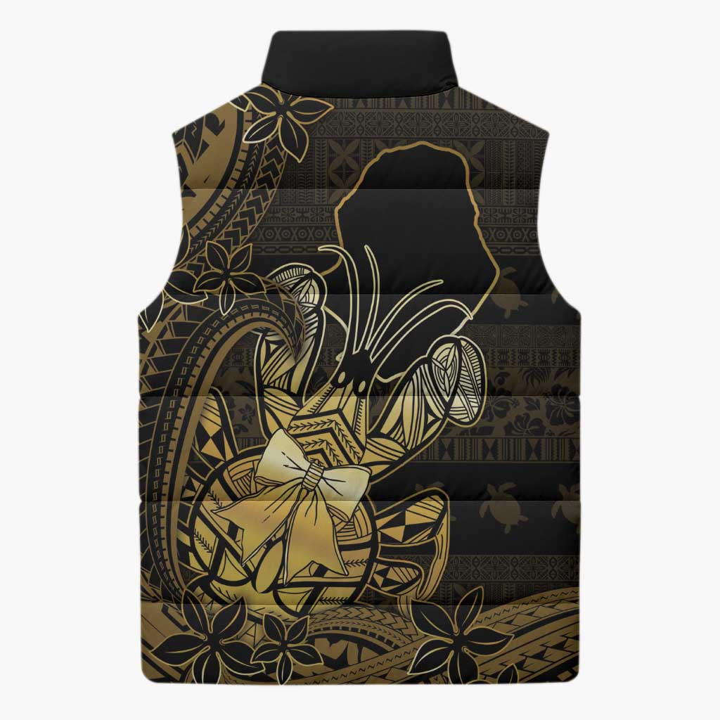 Niue Christmas Sleeveless Puffer Jacket Niuean Crab Xmas Tribal Waves DT05 - Polynesian Pride