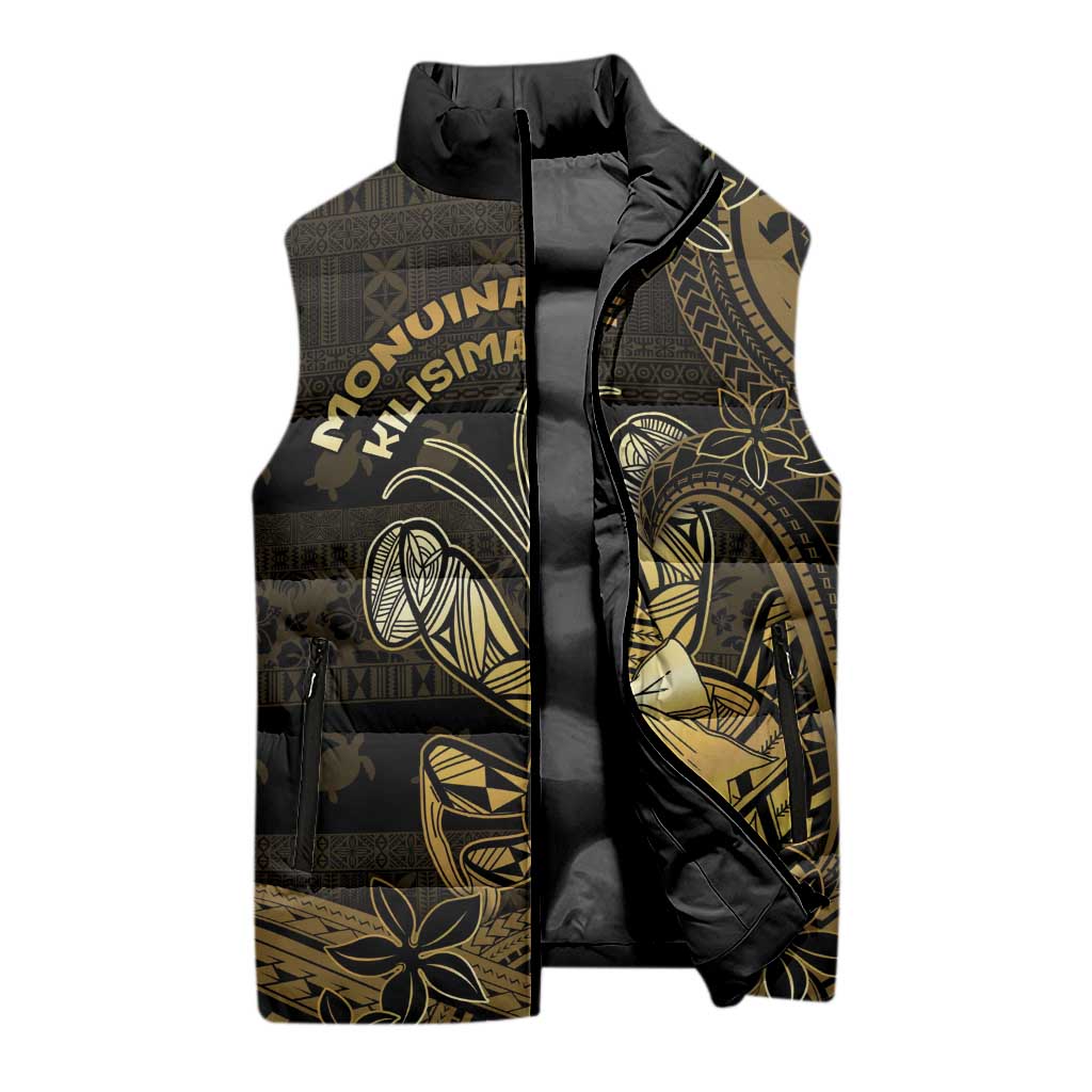 Niue Christmas Sleeveless Puffer Jacket Niuean Crab Xmas Tribal Waves DT05 - Polynesian Pride