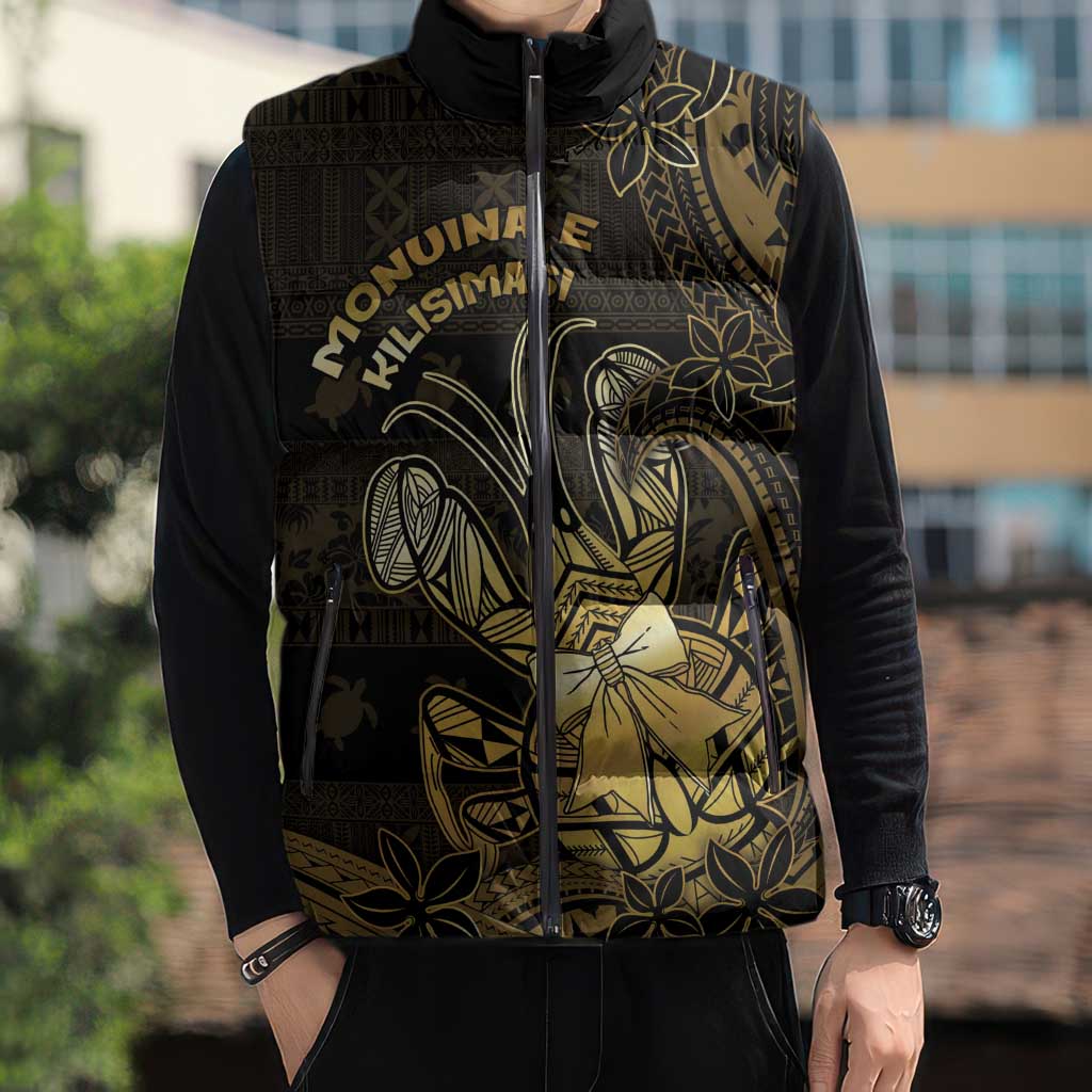 Niue Christmas Sleeveless Puffer Jacket Niuean Crab Xmas Tribal Waves DT05 - Polynesian Pride