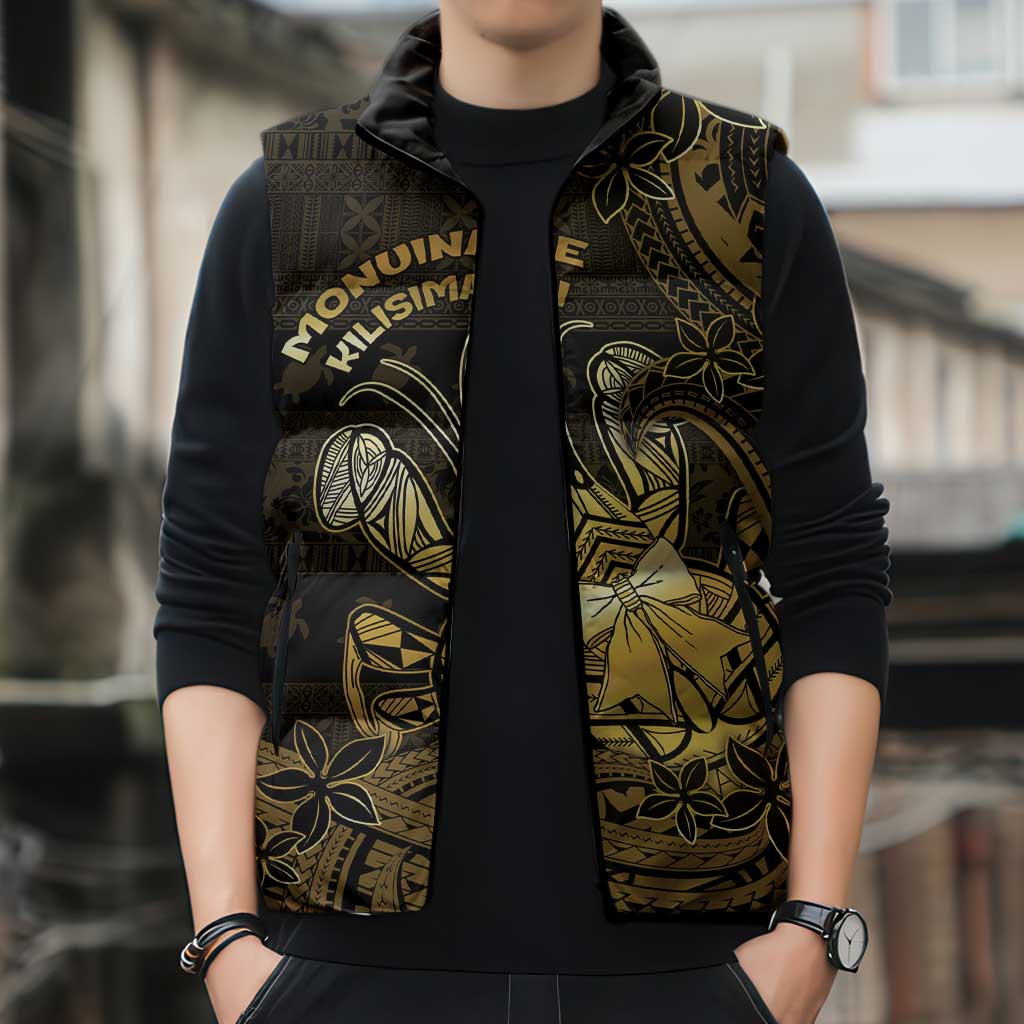Niue Christmas Sleeveless Puffer Jacket Niuean Crab Xmas Tribal Waves DT05 - Polynesian Pride