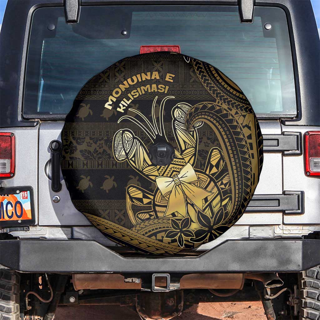 Niue Christmas Spare Tire Cover Niuean Crab Xmas Tribal Waves DT05 Gold - Polynesian Pride