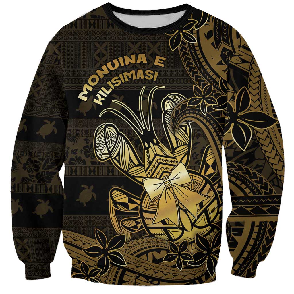 Niue Christmas Sweatshirt Niuean Crab Xmas Tribal Waves DT05 Unisex Gold - Polynesian Pride