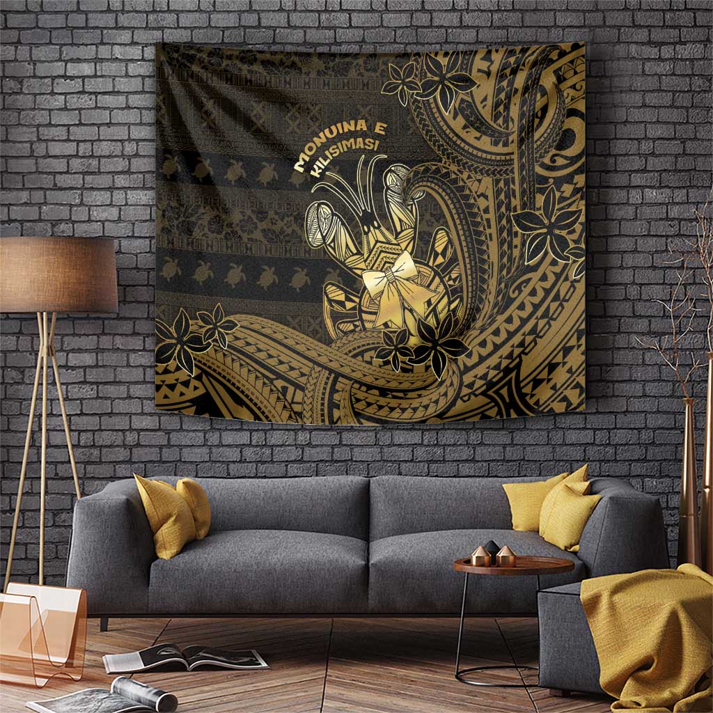 Niue Christmas Tapestry Niuean Crab Xmas Tribal Waves DT05 Gold - Polynesian Pride