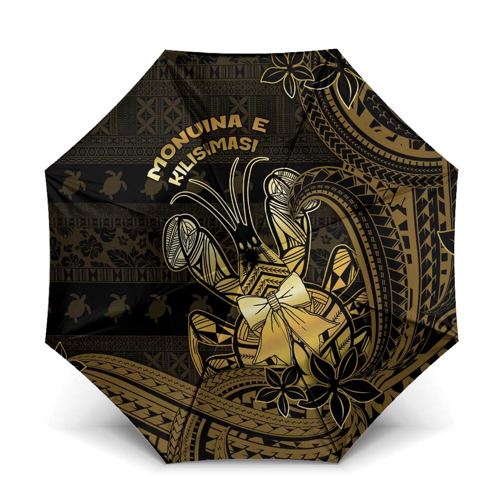 Niue Christmas Umbrella Niuean Crab Xmas Tribal Waves DT05 One Size Folded 11.42 inch Opened Diameter 37.4 inch Gold - Polynesian Pride