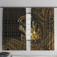 Niue Christmas Window Curtain Niuean Crab Xmas Tribal Waves DT05 With Hooks Gold - Polynesian Pride