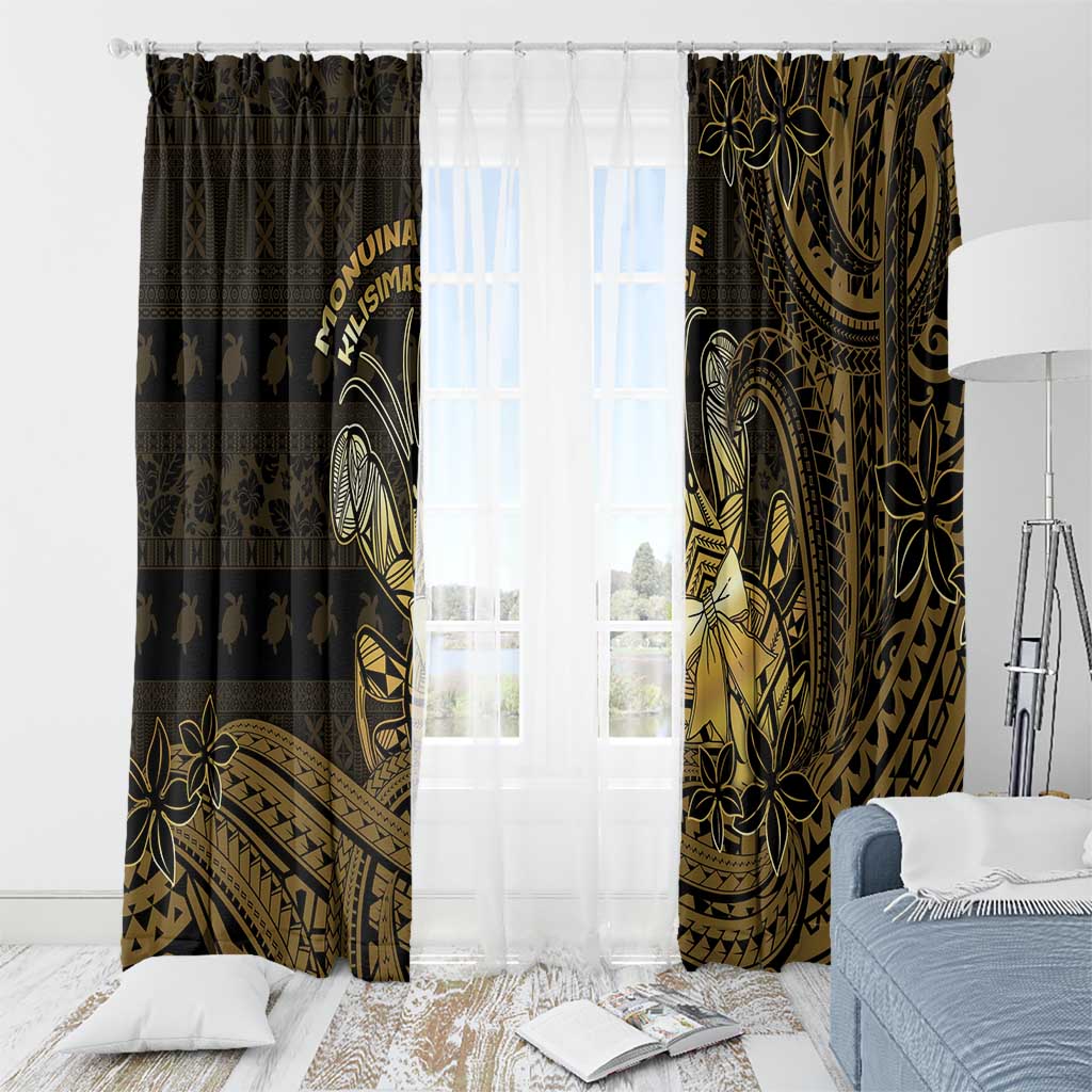 Niue Christmas Window Curtain Niuean Crab Xmas Tribal Waves DT05 - Polynesian Pride