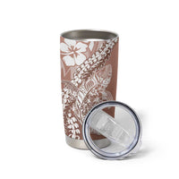 Hawaii Puakenikeni And Maile Lei Tumbler Cup Brown Polynesian Shark Tattoo DT05 - Polynesian Pride
