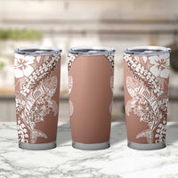 Hawaii Puakenikeni And Maile Lei Tumbler Cup Brown Polynesian Shark Tattoo DT05 - Polynesian Pride
