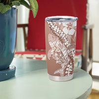 Hawaii Puakenikeni And Maile Lei Tumbler Cup Brown Polynesian Shark Tattoo DT05 - Polynesian Pride