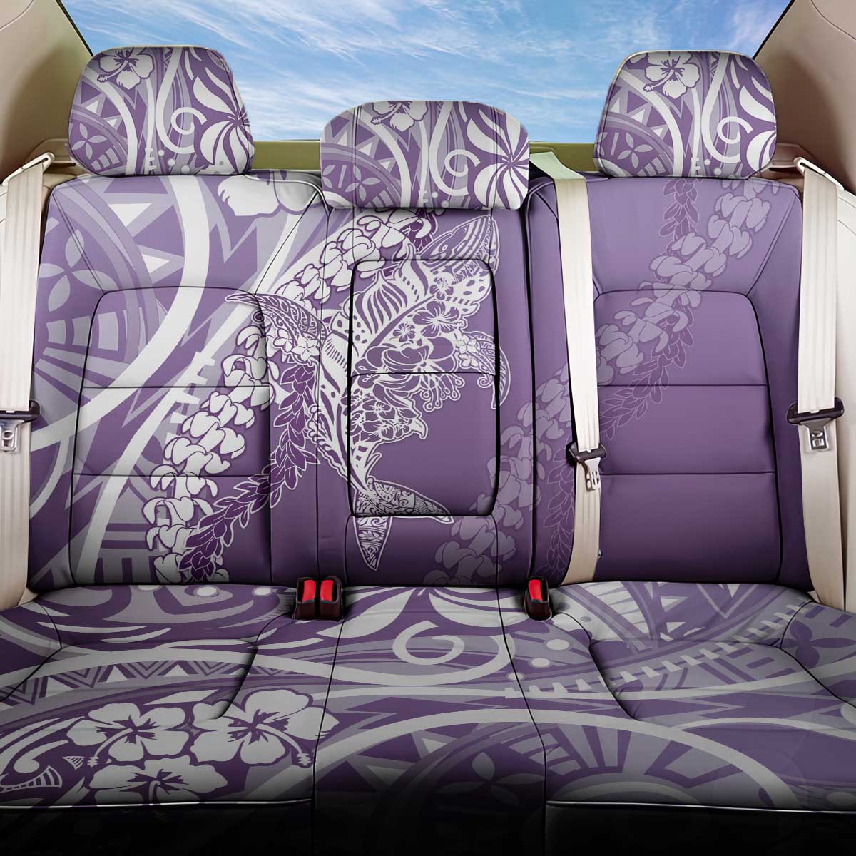 Hawaii Puakenikeni And Maile Lei Back Car Seat Cover Violet Polynesian Shark Tattoo DT05 One Size Violet - Polynesian Pride