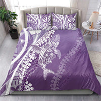 Hawaii Puakenikeni And Maile Lei Bedding Set Violet Polynesian Shark Tattoo DT05 - Polynesian Pride