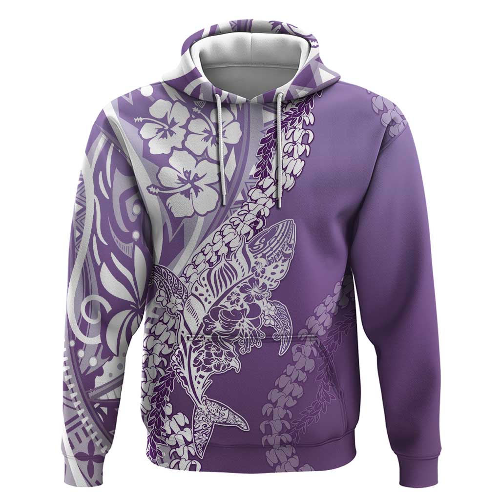 Hawaii Puakenikeni And Maile Lei Hoodie Violet Polynesian Shark Tattoo DT05 Pullover Hoodie Violet - Polynesian Pride