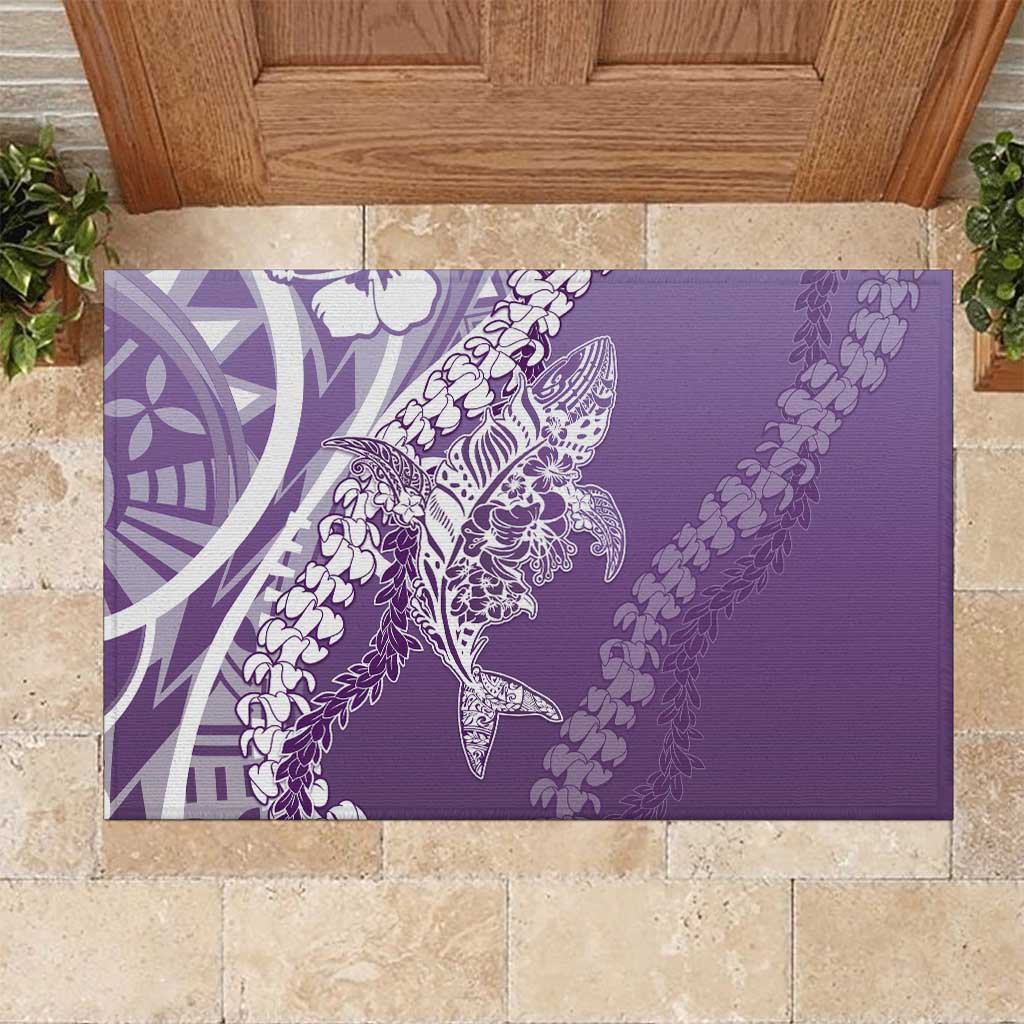 Hawaii Puakenikeni And Maile Lei Rubber Doormat Violet Polynesian Shark Tattoo DT05 Violet - Polynesian Pride
