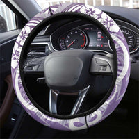 Hawaii Puakenikeni And Maile Lei Steering Wheel Cover Violet Polynesian Shark Tattoo DT05 - Polynesian Pride