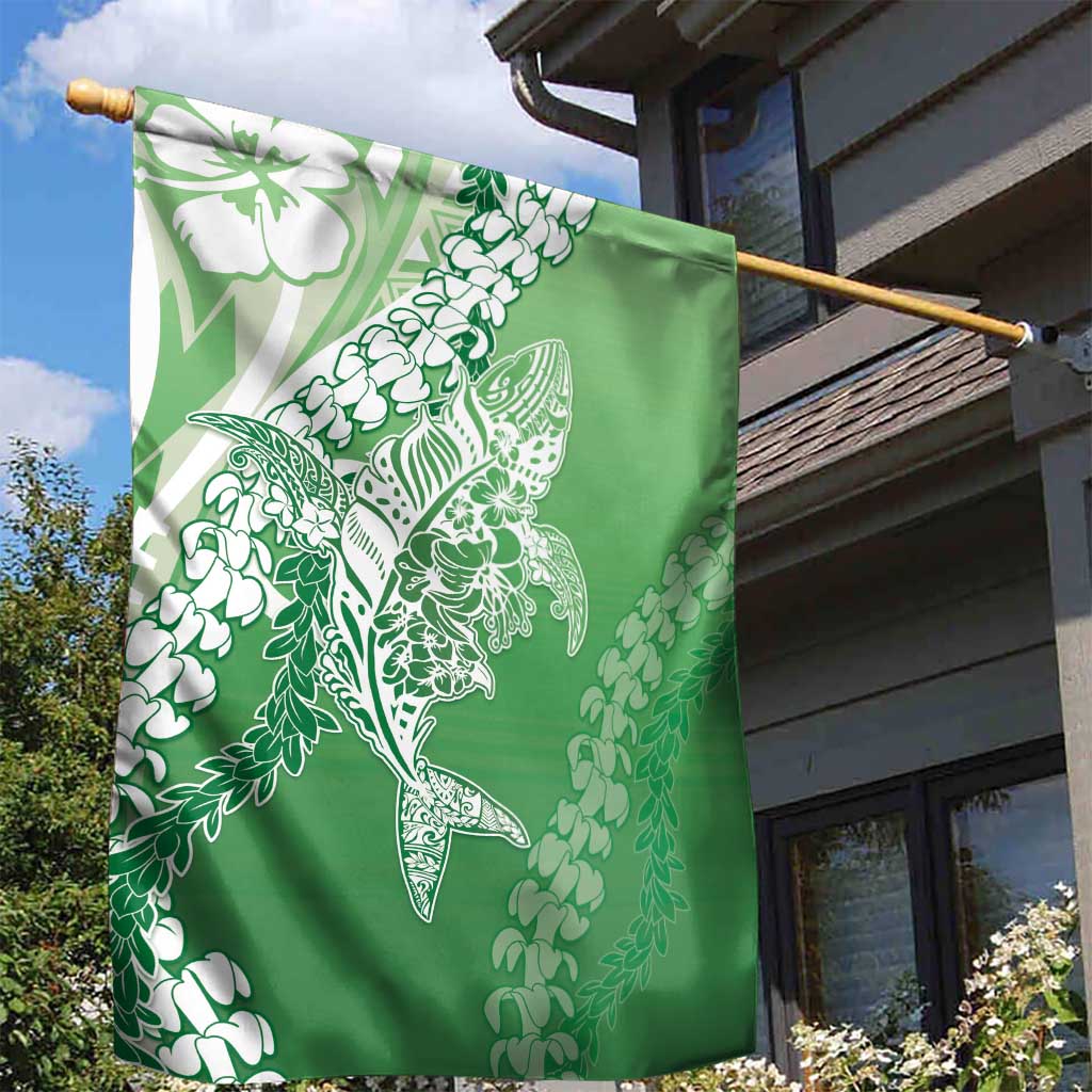 Hawaii Puakenikeni And Maile Lei Garden Flag Green Polynesian Shark Tattoo DT05 - Polynesian Pride