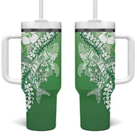 Hawaii Puakenikeni And Maile Lei Tumbler With Handle Green Polynesian Shark Tattoo DT05 One Size: 40 oz Green - Polynesian Pride